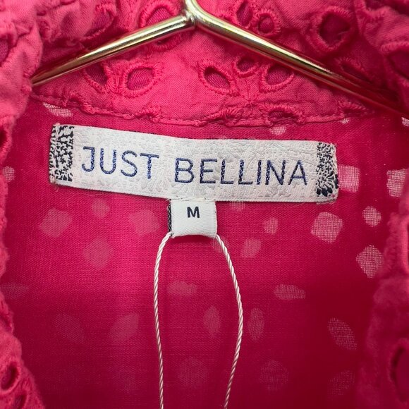 Just Bellina Pink Eyelet Embroidered Cropped Jacket Women’s Medium NWOT - Picture 2 of 11